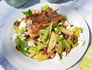 Garden fresh salad with Blackened Scottish Salmon