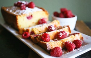 Pound Cake with Raspberries